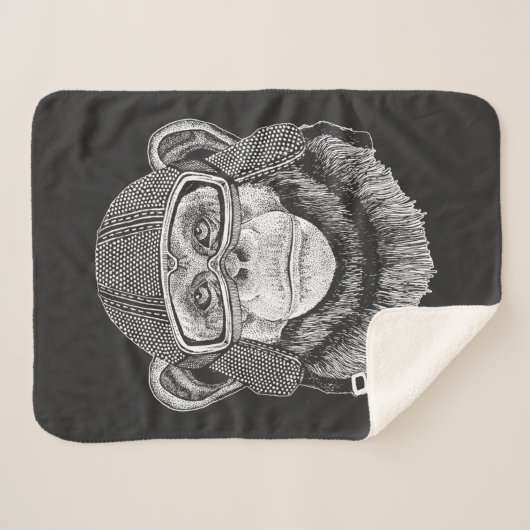 Chimpansee Motorcycle Rider Sherpa Deken (Voorkant (horizontaal))
