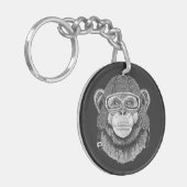 Chimpansee Motorcycle Rider Sleutelhanger (Voorkant Links)