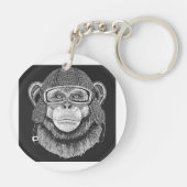 Chimpansee Motorcycle Rider Sleutelhanger (Achterkant)