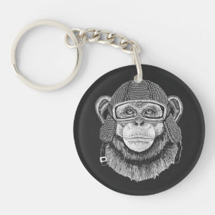 Chimpansee Motorcycle Rider Sleutelhanger