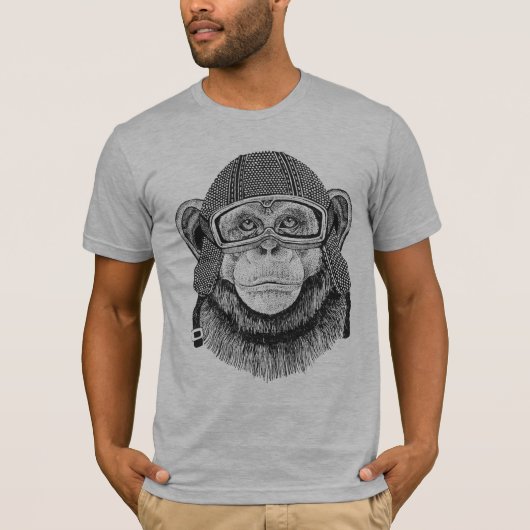 Chimpansee Motorcycle Rider T-shirt (Voorkant)
