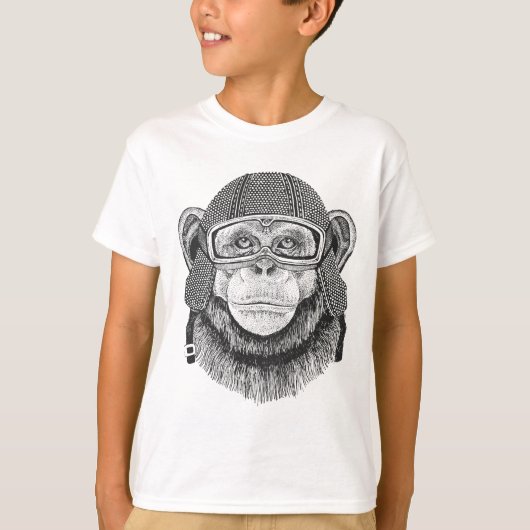 Chimpansee Motorcycle Rider T-shirt (Voorkant)