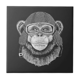 Chimpansee Motorcycle Rider Tegeltje