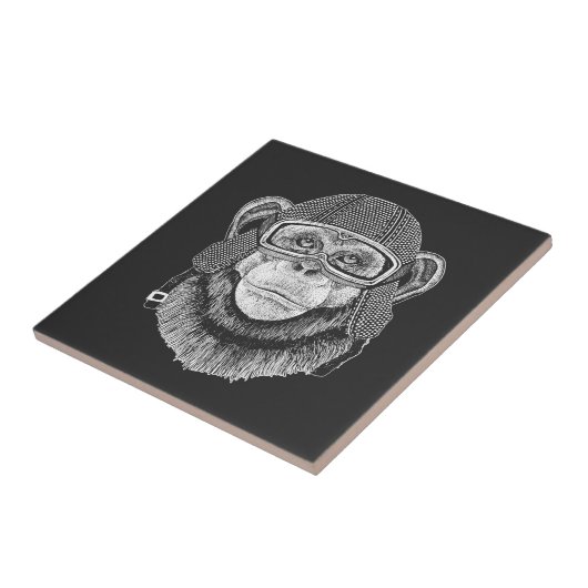 Chimpansee Motorcycle Rider Tegeltje (Zijkant)