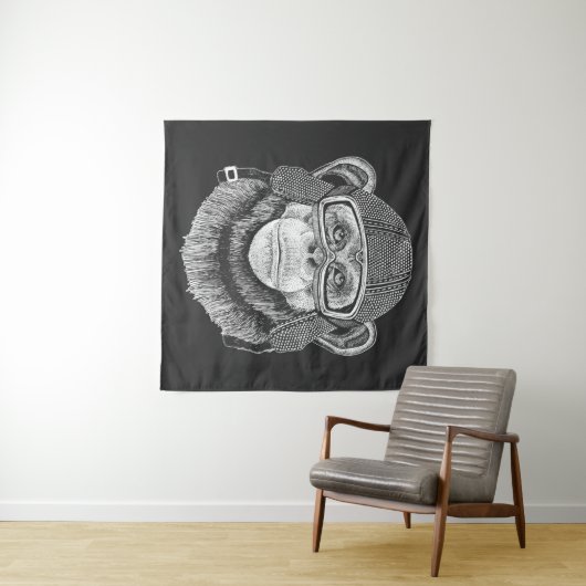 Chimpansee Motorcycle Rider Wandkleed (In Situ (horizontaal))