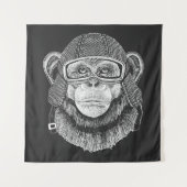 Chimpansee Motorcycle Rider Wandkleed (Voorkant)