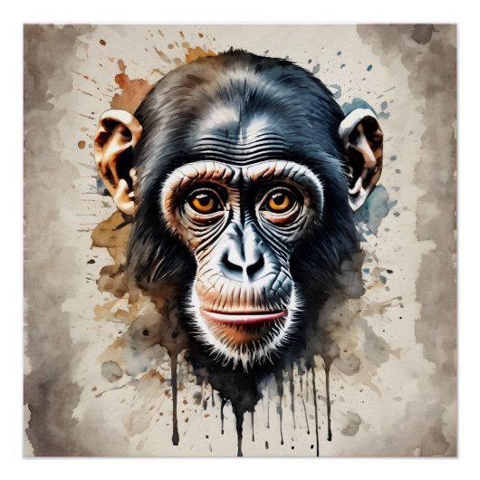 Chimpansee no 1 Glanzend Poster (Voorkant)