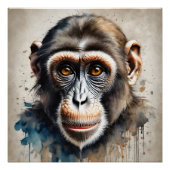 Chimpansee no 4 Glanzend Poster (Voorkant)