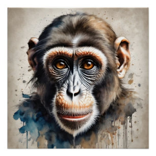 Chimpansee no 4 Glanzend Poster