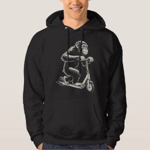Chimpansee op een e-scooter aap hoodie