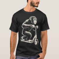 Chimpansee op een e-scooter aap