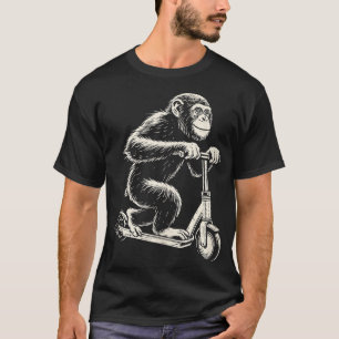 Chimpansee op een e-scooter aap t-shirt