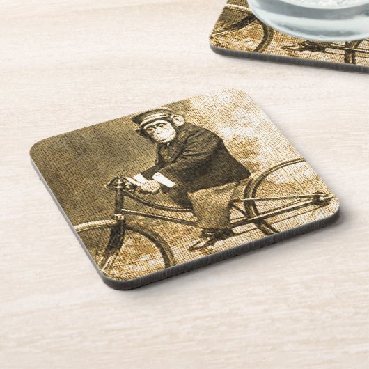  chimpansee op een fiets bier onderzetter (Linkerzijde)