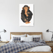 Chimpansee (Pan troglodytes). Jonge speelster Canvas Afdruk (Insitu (Slaapkamer))