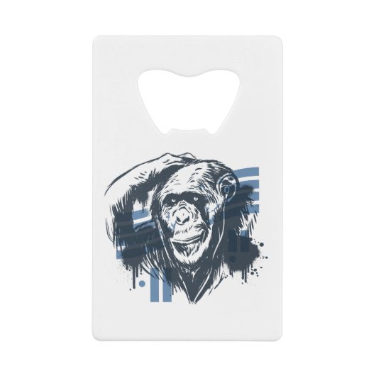 Chimpansee Pensive Monkey Creditkaart Flessenopener (Voorkant)