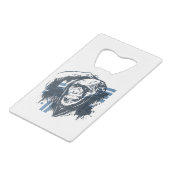 Chimpansee Pensive Monkey Creditkaart Flessenopener (Voorkant Gekanteld)