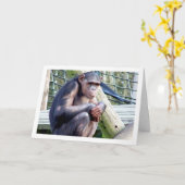 Chimpansee Portret Kaart (Gele Bloem)