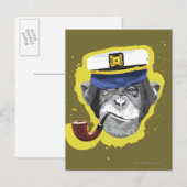 Chimpansee Roking Pipe Briefkaart (Voorkant / Achterkant)