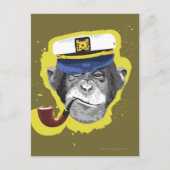 Chimpansee Roking Pipe Briefkaart (Voorkant)