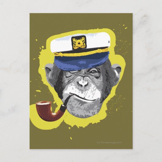 Chimpansee Roking Pipe Briefkaart (Voorkant)