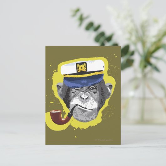 Chimpansee Roking Pipe Briefkaart (Staand voorkant)