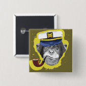 Chimpansee Roking Pipe Vierkante Button 5,1 Cm (Voorkant /achterkant)