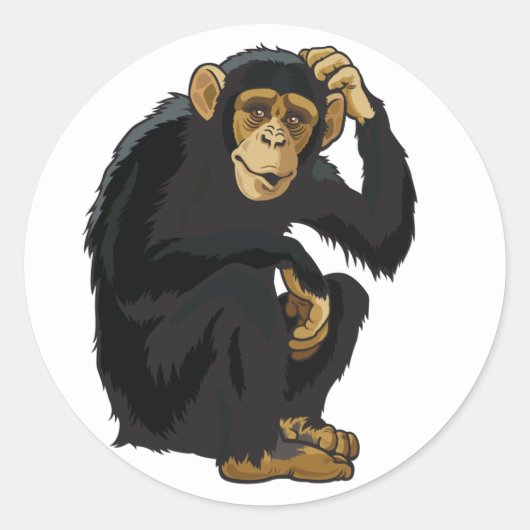 chimpansee ronde sticker (Voorkant)