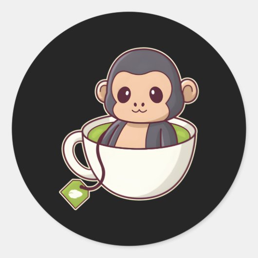 chimpansee ronde sticker (Voorkant)
