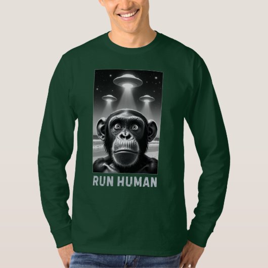 Chimpansee Selfie UFO Fun Quirky Gift T-shirt (Voorkant)