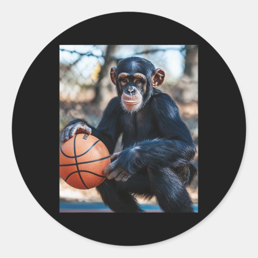 Chimpansee Sketll Monkey Grappig Graphic 1 Ronde Sticker (Voorkant)