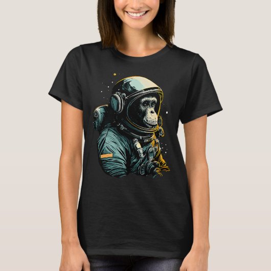Chimpansee Space Astronaut Travel Monkey T-shirt (Voorkant)