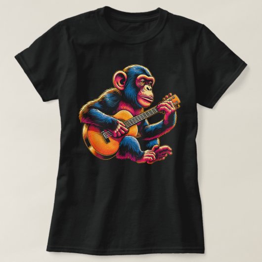 Chimpansee speelt gitaar Chimps Monkey gitarist T-shirt (Design voorkant)