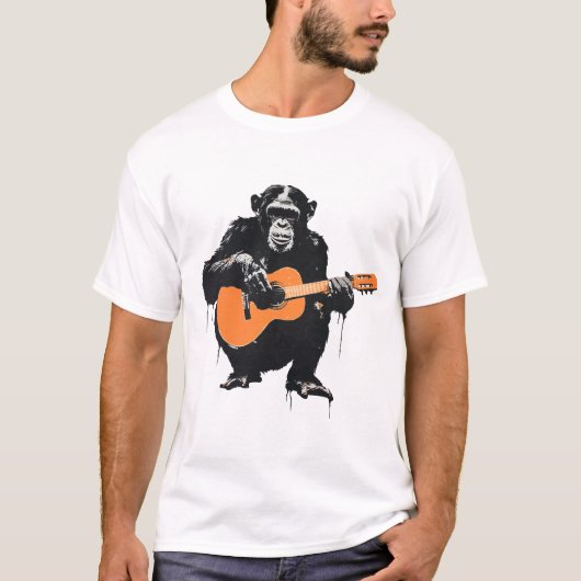 Chimpansee speelt gitaar t-shirt (Voorkant)