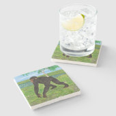 Chimpansee Stenen Onderzetter (Zijkant)