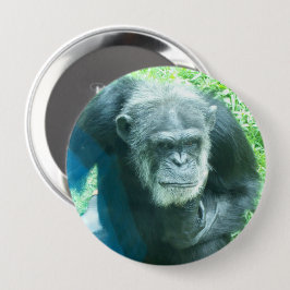 Chimpansee Thinking Ronde Button 4,0 Cm