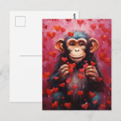 Chimpansee-Valentijnsdag Briefkaart (Voorkant / Achterkant)