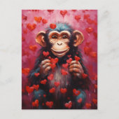 Chimpansee-Valentijnsdag Briefkaart (Voorkant)