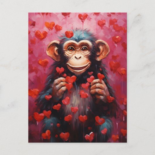 Chimpansee-Valentijnsdag Briefkaart (Voorkant)