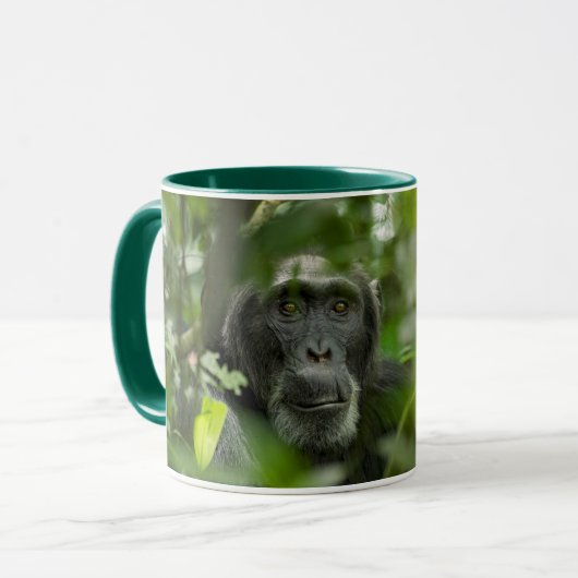 Chimpansee Verborgen Tussen De Vegetatie Mok (Voorkant links)