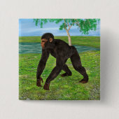 Chimpansee Vierkante Button 5,1 Cm (Voorkant)