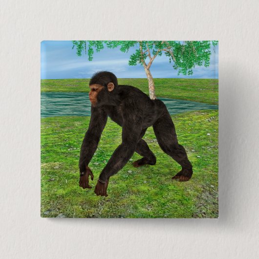 Chimpansee Vierkante Button 5,1 Cm (Voorkant)
