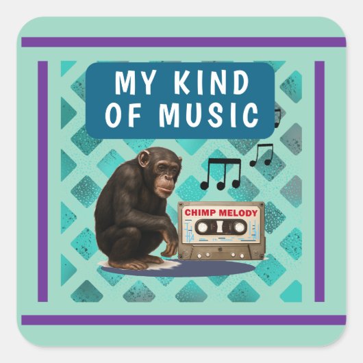 chimpansee vierkante sticker (Voorkant)