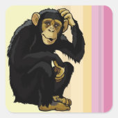 chimpansee vierkante sticker (Voorkant)