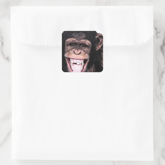 Chimpansee Vierkante Sticker (Tas)
