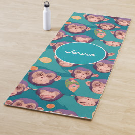 Chimpanseepastel Kleurrijk Gepersonaliseerd Patroo Yogamat