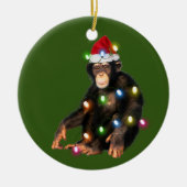 Chimpansees met Pet met kerstmis Keramisch Ornament (Voorkant)