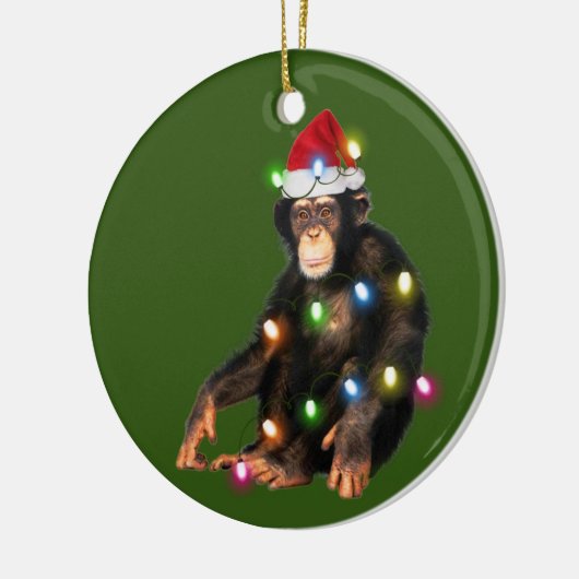 Chimpansees met Pet met kerstmis Keramisch Ornament (Links)