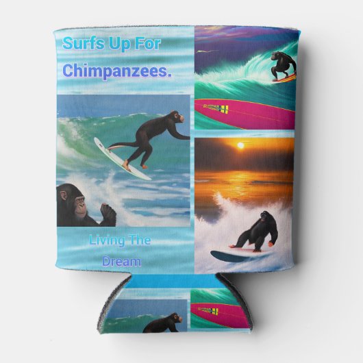 Chimpansees Surfing Photo Collage, Koelbox Blikjeskoeler (Voorkant)