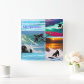 Chimpansees Surfing Photo Collage, Wall Clock Vierkante Klok (Huis)