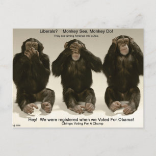Chimpansees voor een pomp briefkaart
